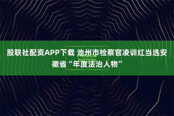股联社配资APP下载 池州市检察官凌训红当选安徽省“年度法治人物”